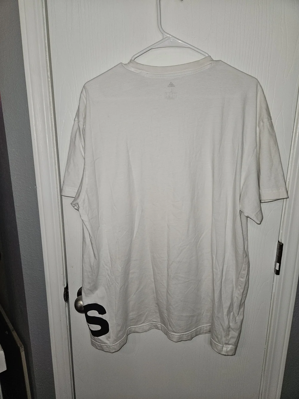 adidas White Crew Neck Tee with Large Black Logo